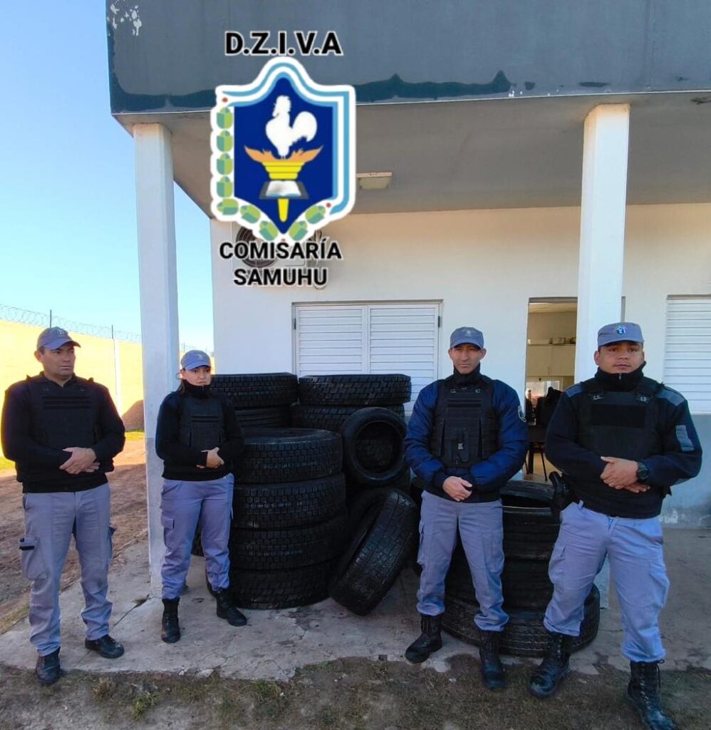 SAMUHÚ: CONTROL POLICIAL TERMINÓ CON EL SECUESTRO DE 20 NEUMÁTICOS DE CONTRABANDO