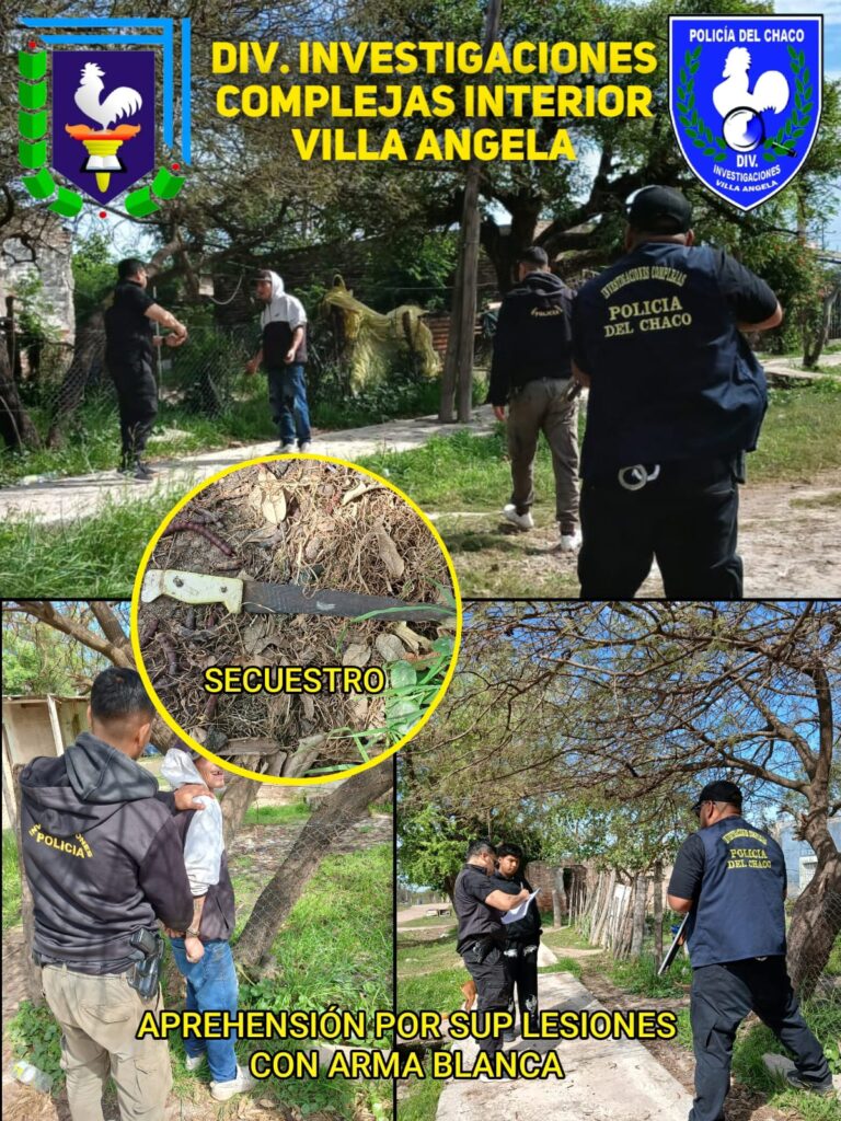 Un detenido y un cuchillo secuestrado tras un violento ataque con arma blanca en Villa Ángela